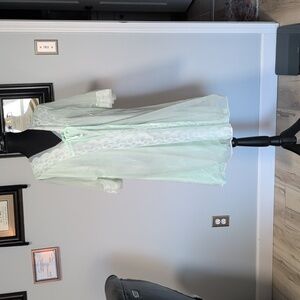 Vintage 70s Mint Green Sheer Peignoir And Negligee Slip